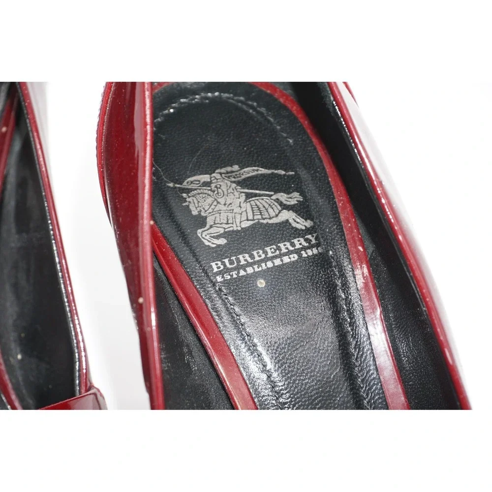 Burberry Shoes Womens Size 9 Red Patent Leather Mary Jane High Heel Pumps Italy - Picture 8 of 12